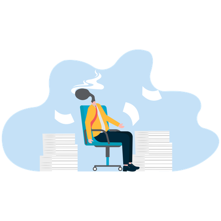 Man sits exhausted on a chair  Illustration
