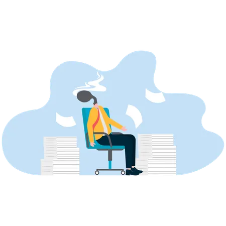 Man sits exhausted on a chair  Illustration