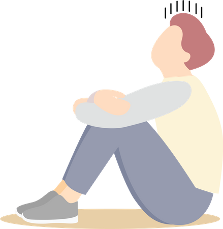 Man Sitting Alone  Illustration