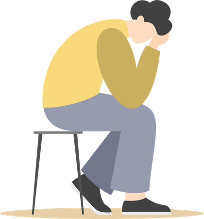 Man Sitting Alone  Illustration