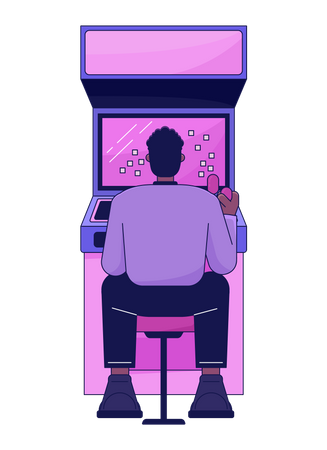 Man sitting and playing game  イラスト