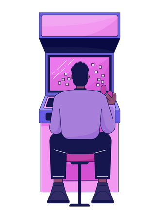 Man sitting and playing game  Illustration