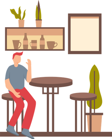 Man sitting in cafe  Illustration