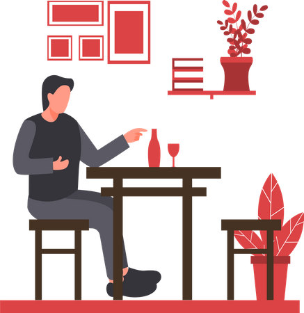 Man sitting in cafe  Illustration