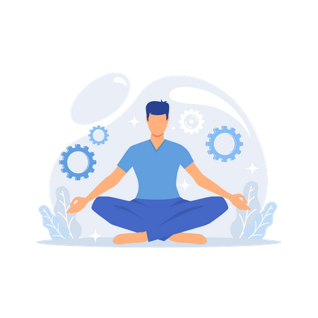 Man sitting in lotus pose  Illustration