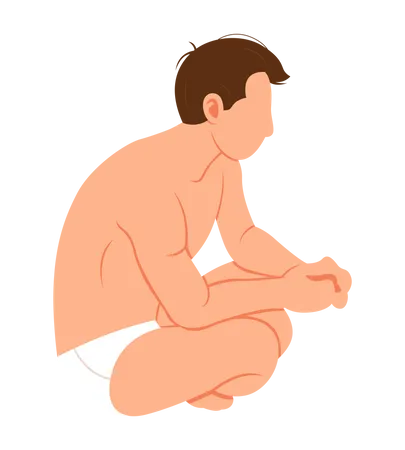 Man sitting in steam room  Illustration