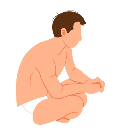 Man sitting in steam room  Illustration