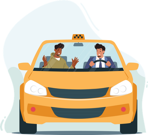 Man Sitting In Taxi  Illustration