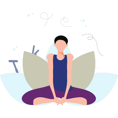 Man Sitting In Yoga Pose  Illustration