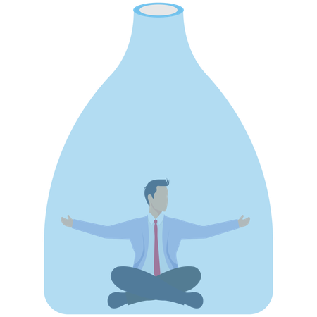 Man Sitting inside pharmacy bottle  Illustration