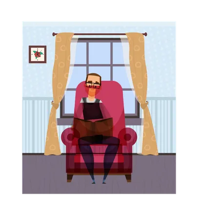 Man sitting on armchair Illustration
