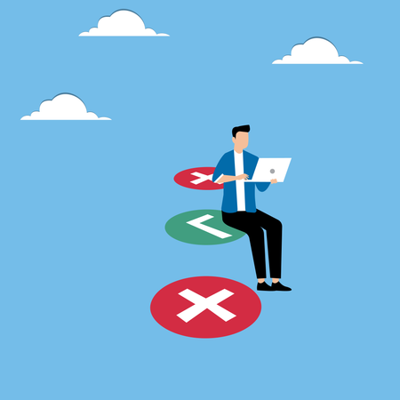 Man sitting on cell with check mark  Illustration