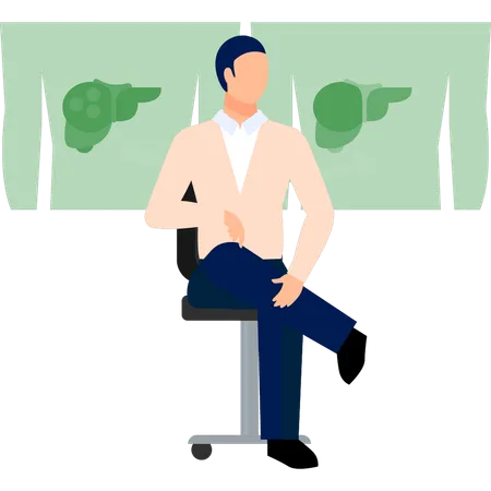 A Boy Is Sitting On Chair Illustration