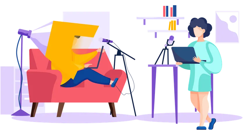 Man sitting on chair and communicates with girl  Illustration