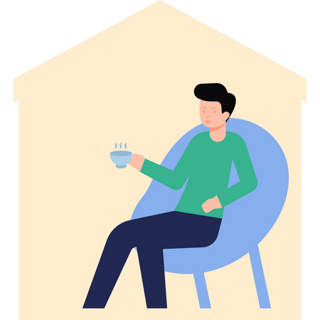 Man sitting on chair and drinking tea  Illustration