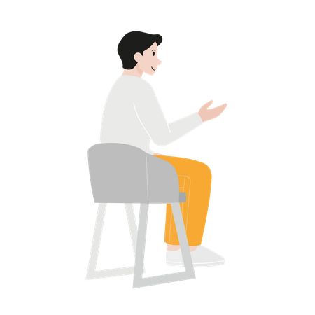 Man sitting on chair and talking Illustration
