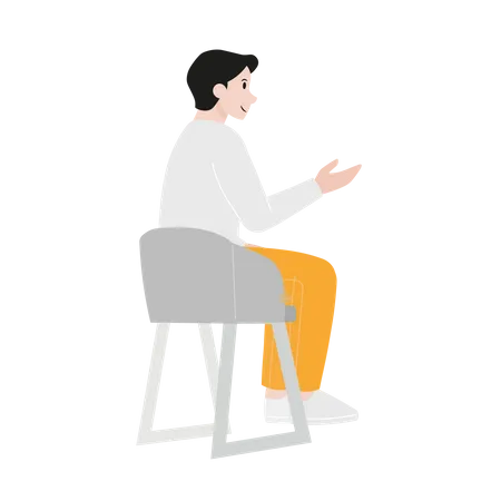 Man sitting on chair and talking Illustration