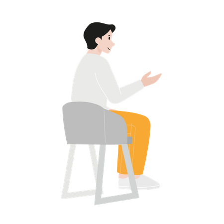 Man sitting on chair and talking  Illustration