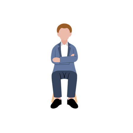 Man sitting on chair and waiting for job interview Illustration