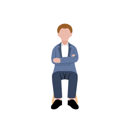 Man sitting on chair and waiting for job interview  Illustration