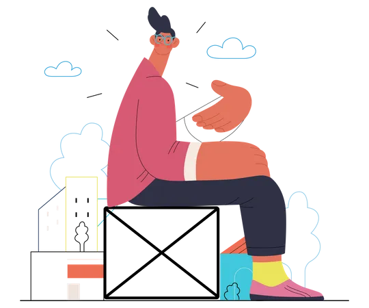 Man sitting on chair  Illustration