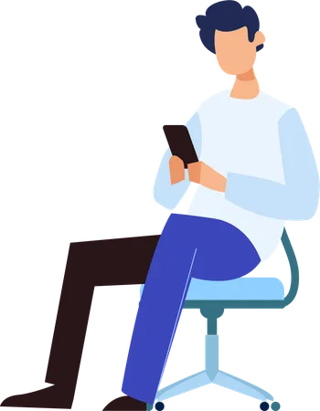 Man sitting on chair while using phone  Illustration