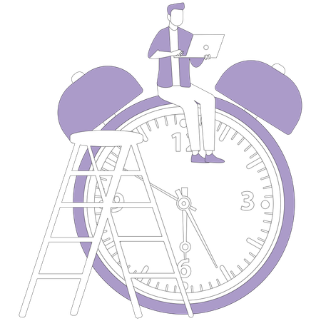 Man sitting on clock  Illustration