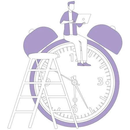 Man sitting on clock  Illustration