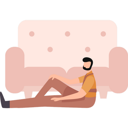 Man sitting on floor  Illustration