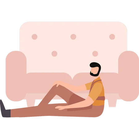 Man sitting on floor  Illustration