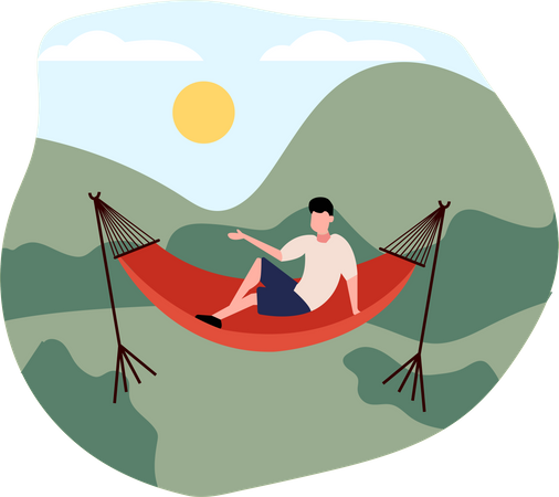 Man sitting on hammock Illustration
