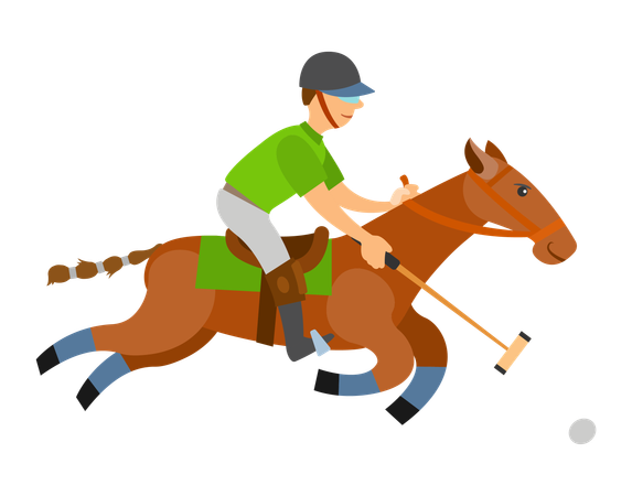 Man sitting on horse and playing polo  Illustration