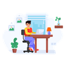 free sitting on office chair illustrations