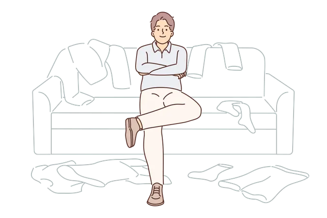 Man sitting on sofa  Illustration