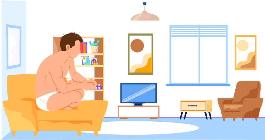 Man sitting on sofa  Illustration