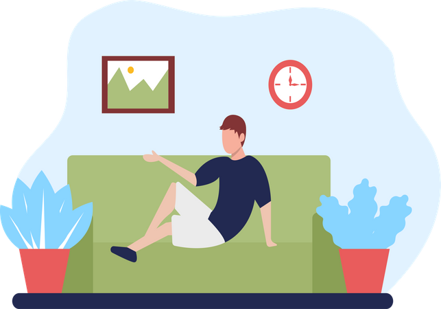 Man sitting on sofa  Illustration