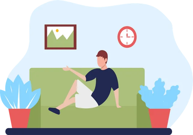 Man sitting on sofa  Illustration