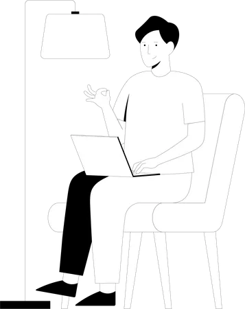 Man sitting with laptop  Illustration