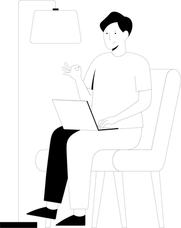 Man sitting with laptop  Illustration