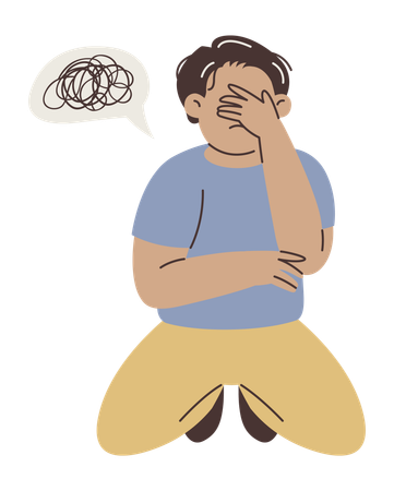 Man Sitting with Stress Attack  Illustration