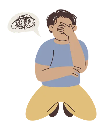 Man Sitting with Stress Attack  Illustration