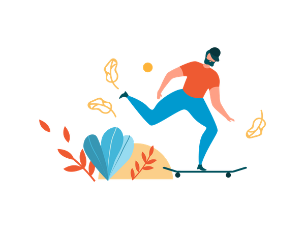 Man skateboarding in park  Illustration