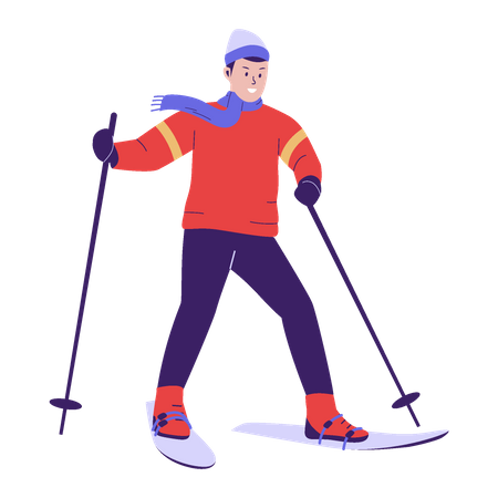 Man skiing in winter season  일러스트레이션
