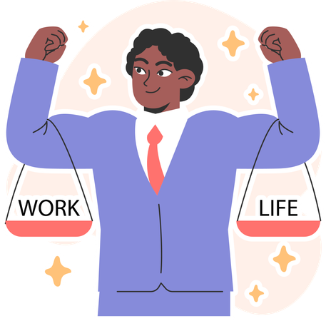 Man skillfully balancing work and life  Illustration