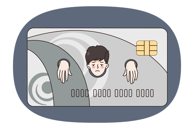 Man slave have financial problems and debts  Illustration