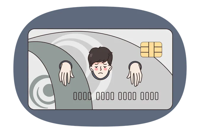 Man slave have financial problems and debts  Illustration