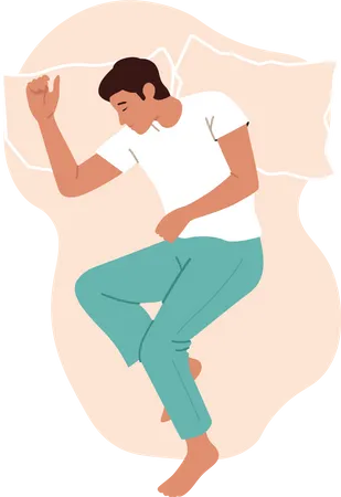 Man sleeping in relaxed pose Illustration