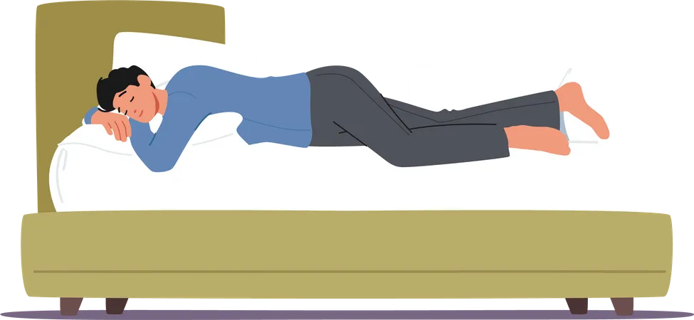 Man sleeping in relaxed pose Illustration
