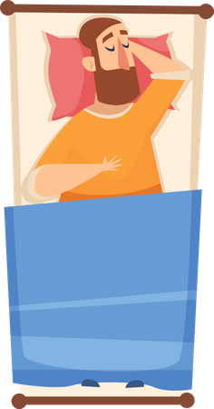 Man sleeping on bed  Illustration