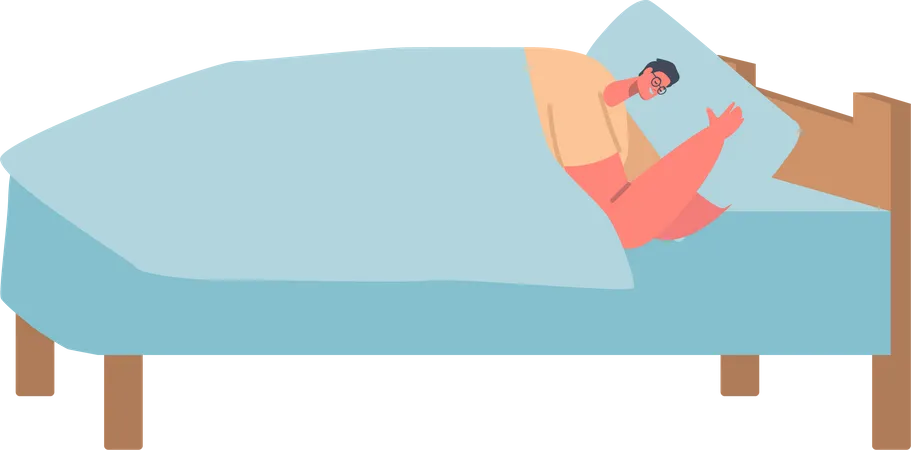 Man sleeping on bed  Illustration